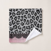 Fancy luipaard en kant met roze blindheid bad handdoek (Wasdoekje)