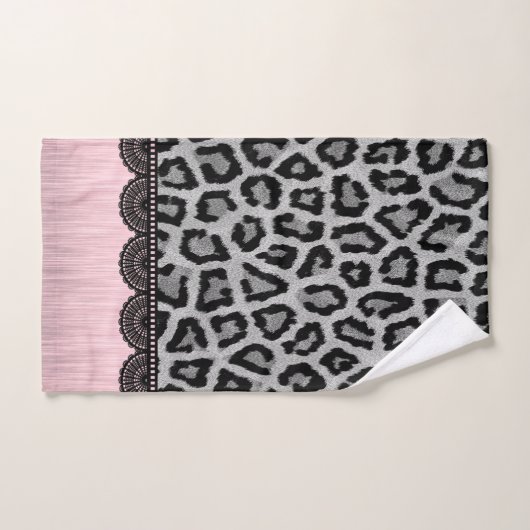 Fancy luipaard en kant met roze blindheid bad handdoek (Handdoek)
