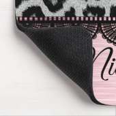 Fancy luipaard en kant met roze blindheid muismat (Hoek)