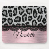 Fancy luipaard en kant met roze blindheid muismat (Voorkant)