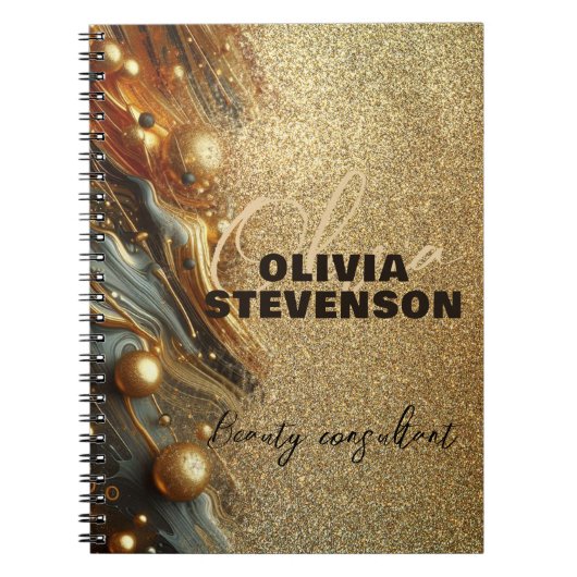 Fancy Luxury Glam Gold Glittery Marble Notitieboek (Voorkant)