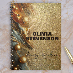 Fancy Luxury Glam Gold Glittery Marble Notitieboek