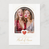 Fancy Maid of Honor Red Heart Photo Proposal Briefkaart (Voorkant)