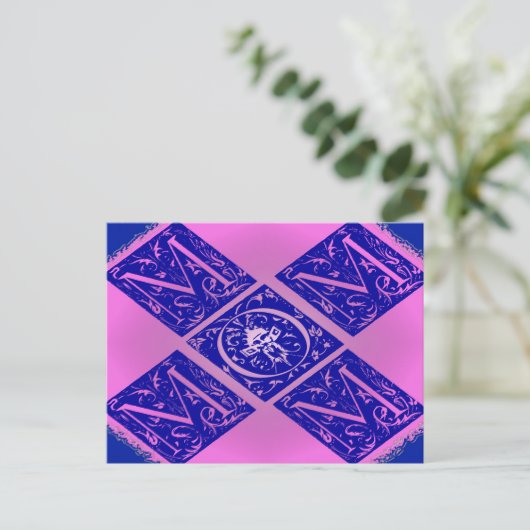 Fancy mam-tekst in blauw en Paars Briefkaart (Staand voorkant)