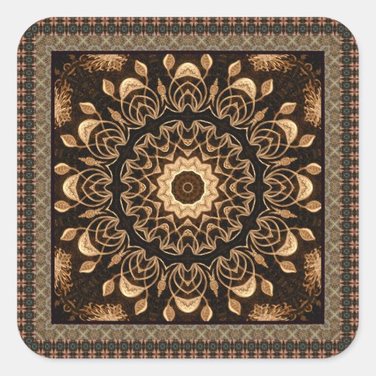 Fancy Mandala Vierkante Sticker (Voorkant)