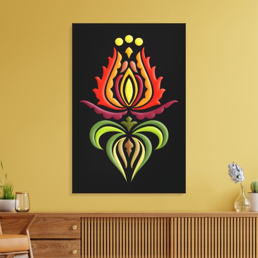 Fancy Mantle Embroidery - Hongaarse Folk Art Canvas Afdruk (Insitu (Woonkamer))