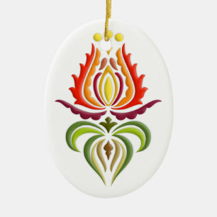 Fancy Mantle Embroidery - Hongaarse Folk Art Keramisch Ornament