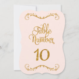 Fancy Manuscript Glitter Table Number 10 Weddings Kaart