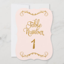 Fancy Manuscript Glitter Table Number 1 Weddenscha