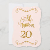 Fancy Manuscript Glitter Table Number 20 Weddings Kaart (Voorkant)