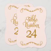 Fancy Manuscript Glitter Table Number 24 Weddings Kaart (Voorkant / Achterkant)