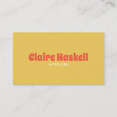 Fancy Manuscript Mustard Tomato Red Chic Minimal Visitekaartje (Voorkant)