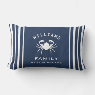 Fancy marineblauw witte krab Familienaam Beach Hou Kussen