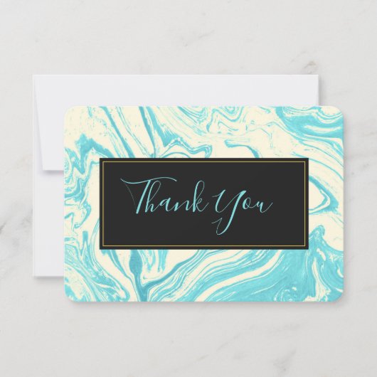 Fancy marmer in Turquoise en Cream Hartelijk dank Kaart (Voorkant)