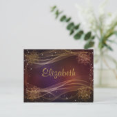Fancy maroon achtergrond met Wispy Gold-accessoire Briefkaart (Staand voorkant)