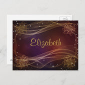 Fancy maroon achtergrond met Wispy Gold-accessoire Briefkaart (Voorkant / Achterkant)