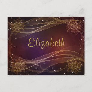 Fancy maroon achtergrond met Wispy Gold-accessoire Briefkaart