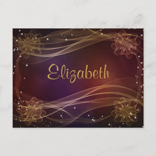 Fancy maroon achtergrond met Wispy Gold-accessoire Briefkaart (Voorkant)