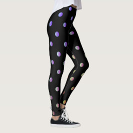 Fancy Mauve Beige en Black Retro Polka Dot Leggings