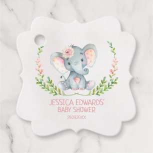 Fancy meisje olifant baby shower label