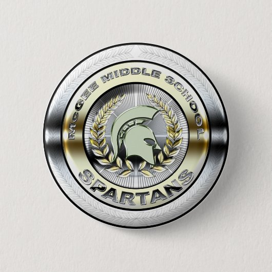 Fancy metallische Spartan Logo #1 Ronde Button 5,7 Cm (Voorkant)