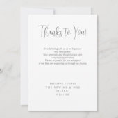 Fancy Minimalist Simple Gray Calligraphy Wedding  Bedankkaart (Achterkant)