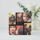 Fancy Modern 4 Foto's Collage Minimalist Weddensch Save The Date (Staand voorkant)