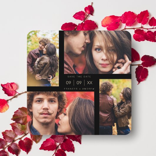 Fancy Modern 4 Foto's Collage Minimalist Weddensch Save The Date