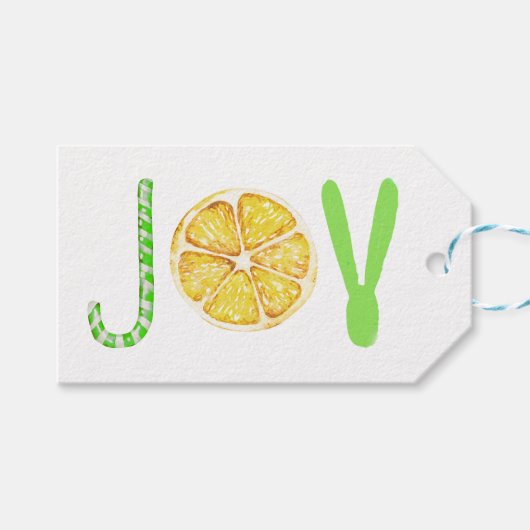 Fancy modern Christmas JOY typografie script Cadeaulabel (Voorkant (Horizontaal))