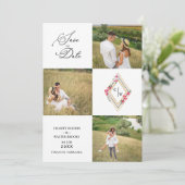 Fancy Modern Collage 3 Photos Wedding Couple Save The Date (Staand voorkant)