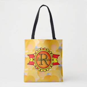 Fancy monogram banner Cirkel helder Sinaasappel Draagtas