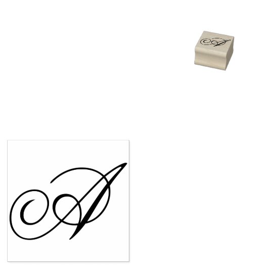 Fancy Monogram Calligrafie Letter A Rubberstempel (Gestempeld)