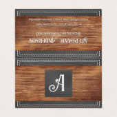 Fancy monogram | Dubbel gelaagd leder | Hout B Visitekaartjes (Buitenkant ongevouwen)