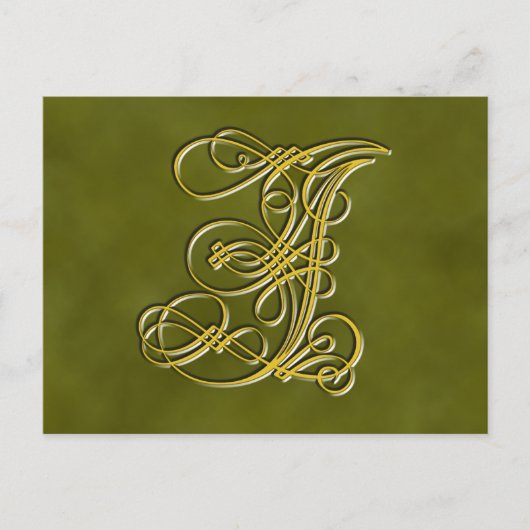 Fancy monogram Letter I, kleur aanpassen Briefkaart (Voorkant)