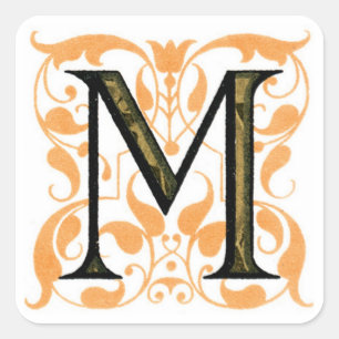Fancy monogram "M" - Zelfklever Vierkante Sticker