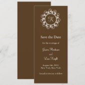 Fancy Monogram Opslaan Datum (chocolade) Save The Date (Voorkant / Achterkant)