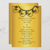 Fancy monogram repetitie binnenuitnodiging (goud) kaart (Voorkant / Achterkant)