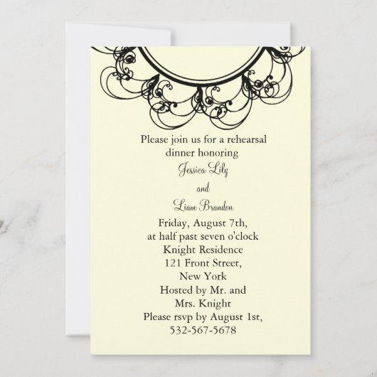 Fancy monogram repetitief diner (off+white) kaart (Voorkant)