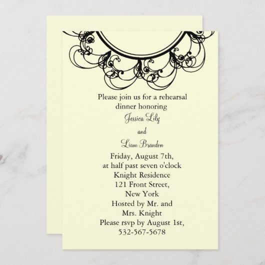 Fancy monogram repetitief diner (off+white) kaart (Voorkant / Achterkant)