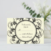 Fancy Monogram RSVP (gebroken wit) Kaartje (Staand voorkant)
