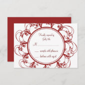 Fancy monogram RSVP (rood) (Voorkant / Achterkant)