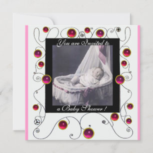 FANCY MONOGRAM VAN HET BABY SHOWER VAN SWIRLS, fot Kaart