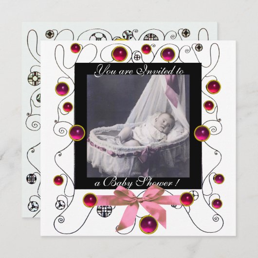 FANCY MONOGRAM VAN HET BABY SHOWER VAN SWIRLS, fot Kaart (Voorkant / Achterkant)