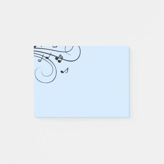 Fancy Music Notes Blue Post-It Notes (Devant)