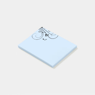 Fancy Music Notes Blue Post-It Notes