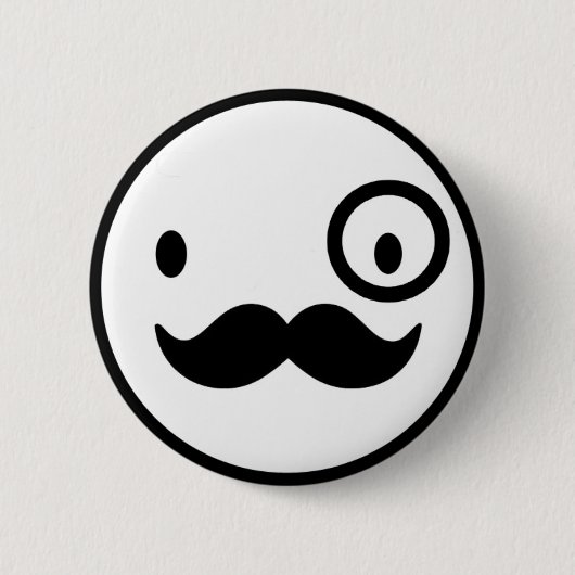 fancy mustchace face ronde button 5,7 cm (Voorkant)