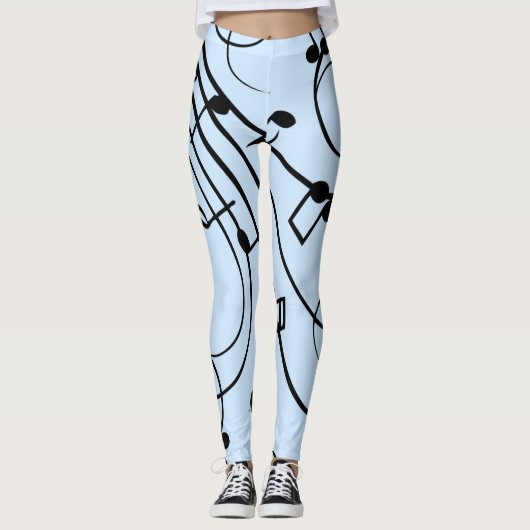 Fancy Muzieknoten blauw Leggings (Voorkant)