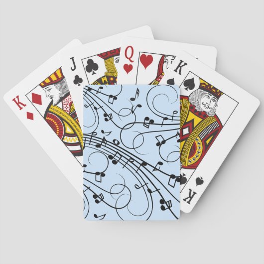 Fancy Muzieknoten blauw Pokerkaarten (Achterkant)