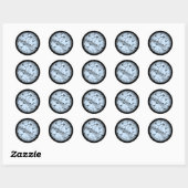 Fancy Muzieknoten blauw Ronde Sticker (Vel)