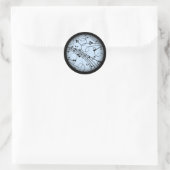 Fancy Muzieknoten blauw Ronde Sticker (Tas)